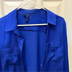 Mango women’s Vibrant Blue Shirt Jacket